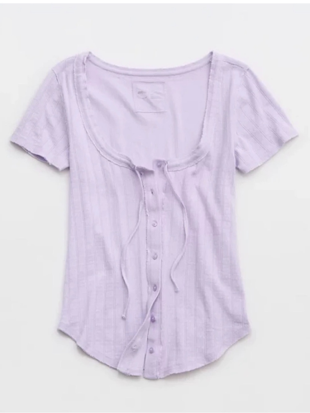Aerie Sneek Peek T-Shirt Pointelle Cotton Top Lavendar Women’s SM EUC